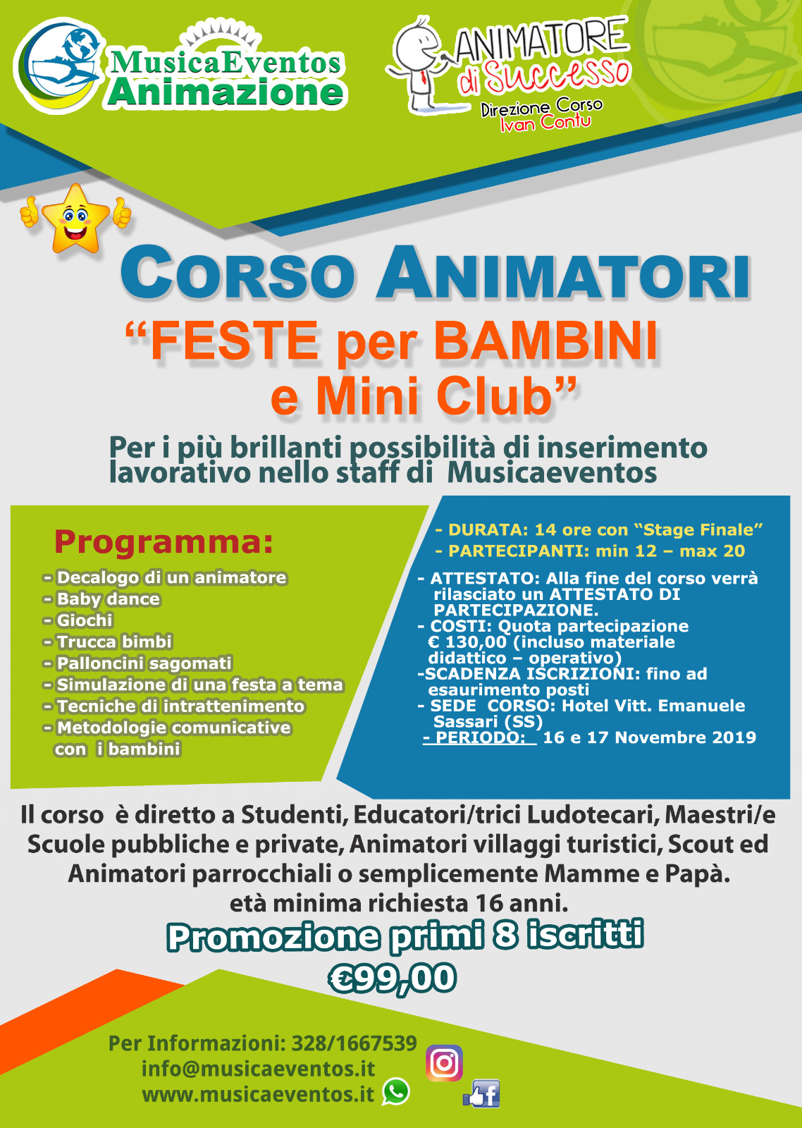 Corso Animatori Feste per Bambini Sassari 2019