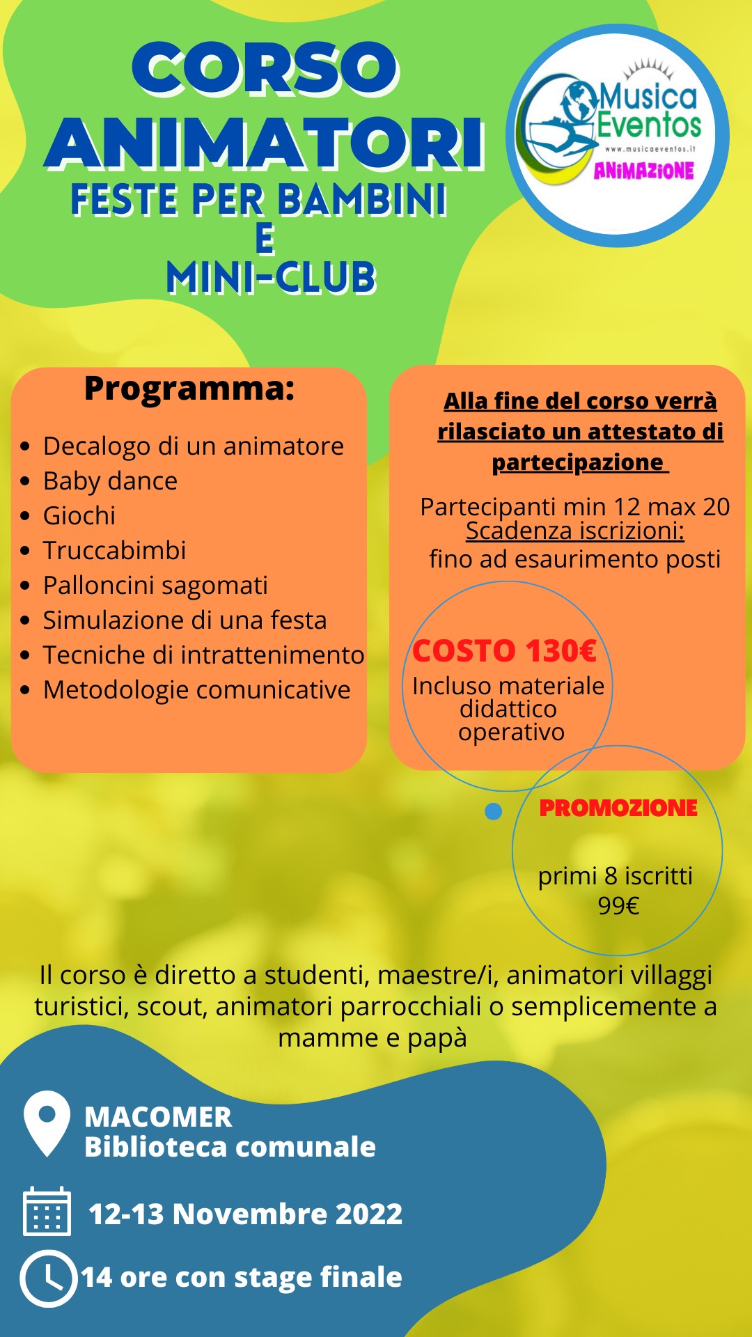 Corso Animatori Feste per Bambini Macomer 2022