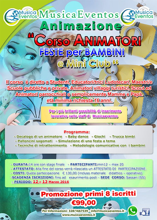 Corso Animatori Feste per Bambini Sassari 2016